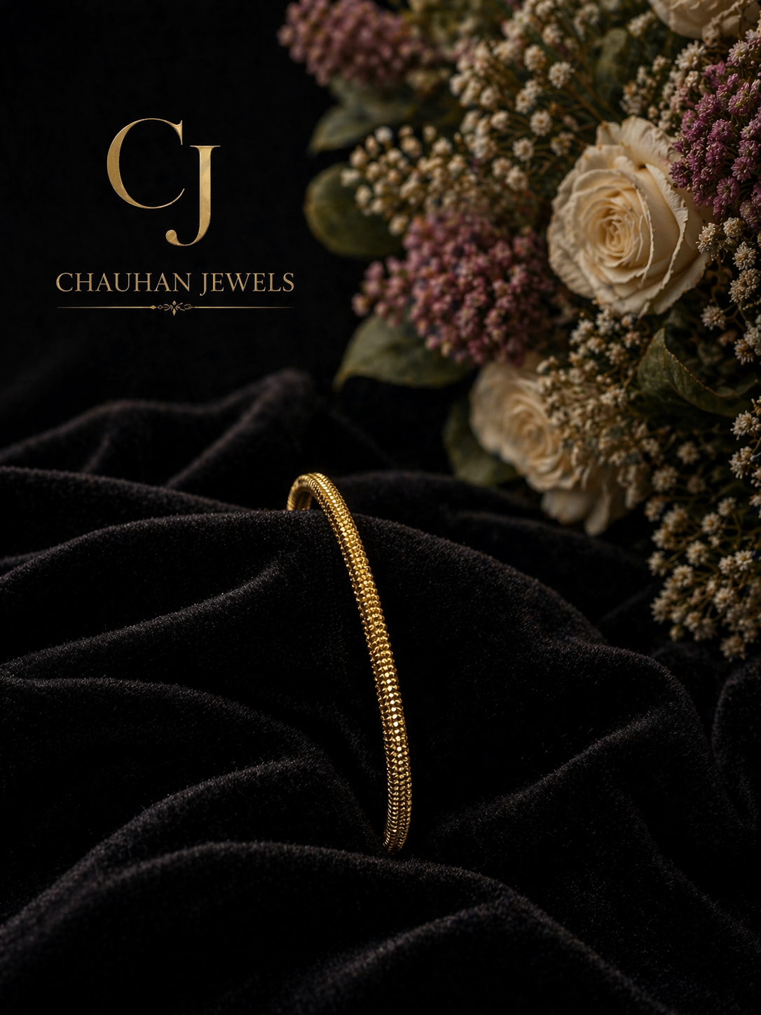 Classic Textured Gold Plated Bangle Bracelet