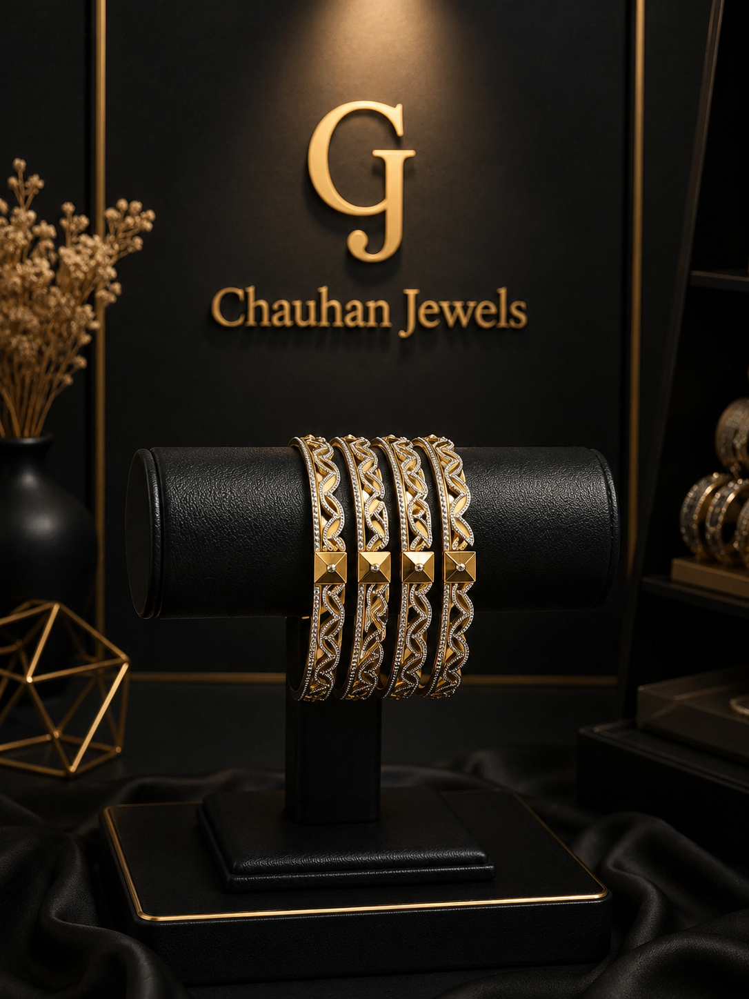 Luxury Wave Designer Bangles (Set of 4 Bangles)