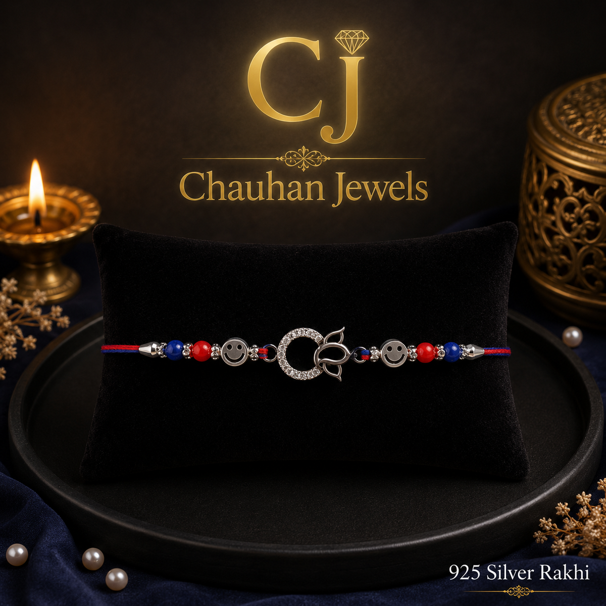 925 Silver Rakhi – Love & Smiley Charm