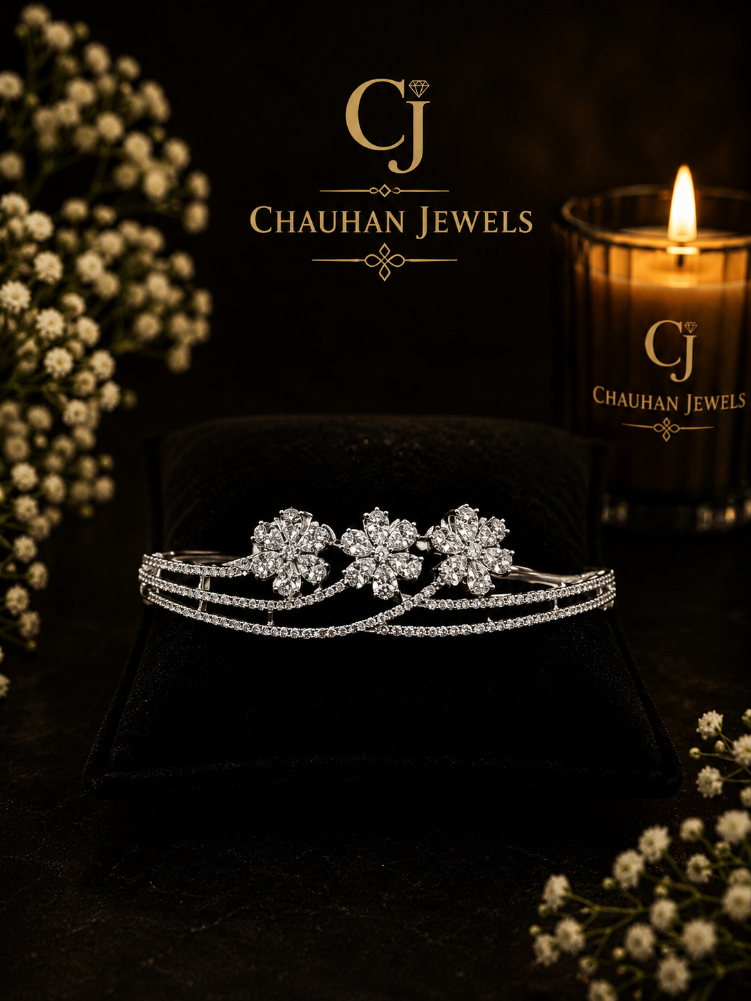 Premium Silver Floral CZ Bracelet