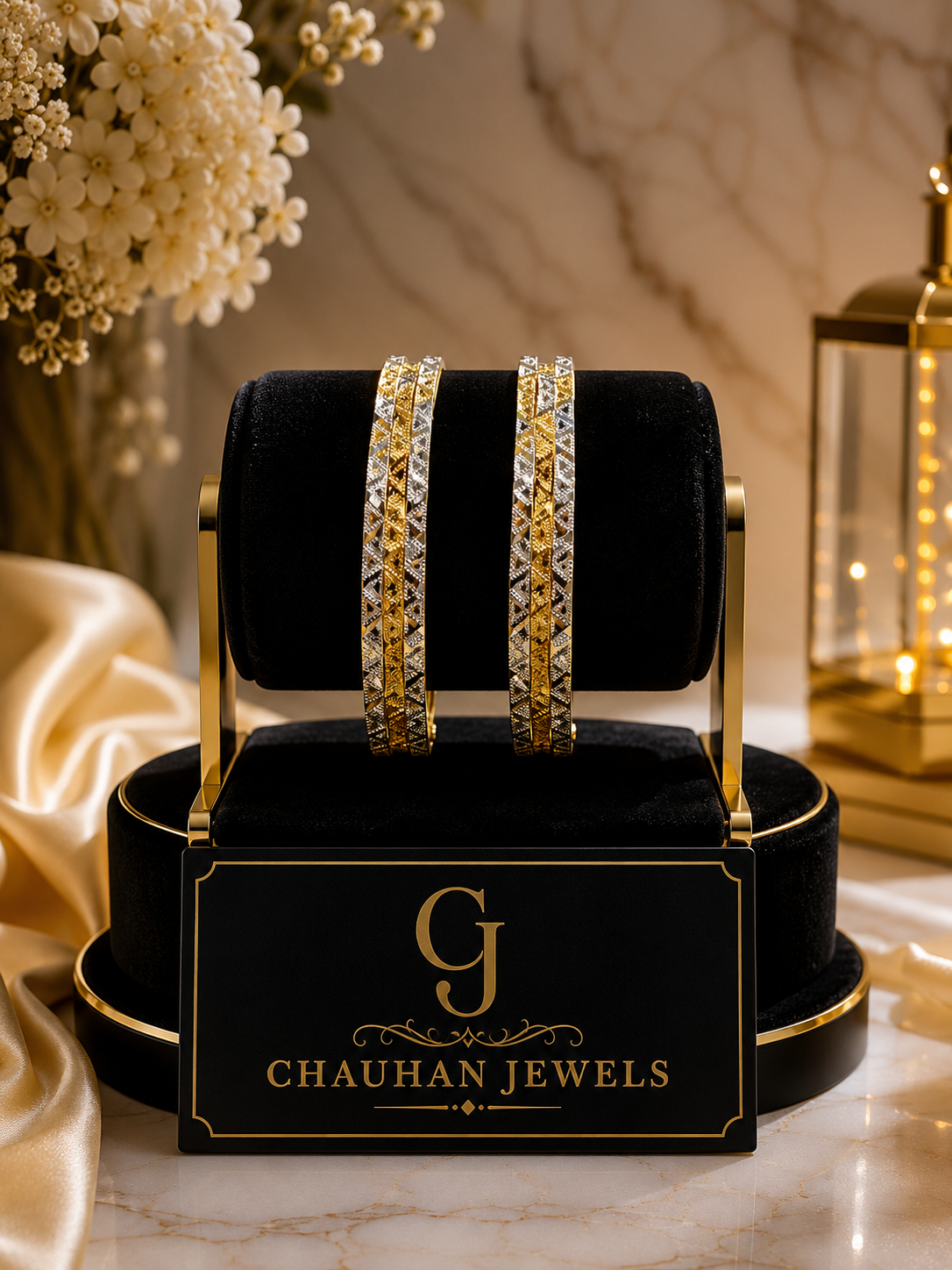 Diamond Cut Gold Plated Bangles