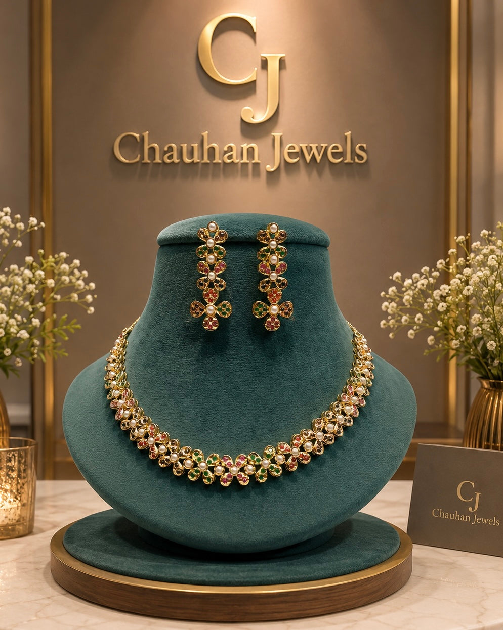 Regal Floral Kundan-Style Necklace