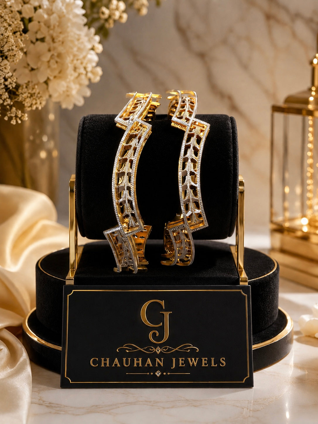 Premium Gold Plated Openwork Designer Bangles