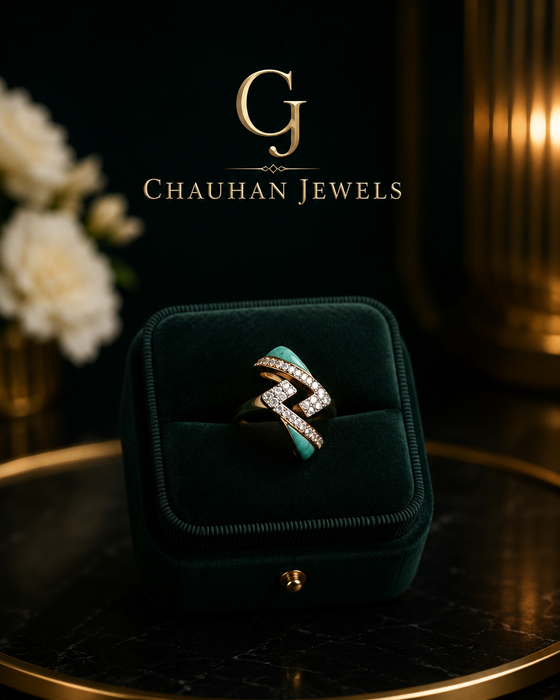 Radiant Twist: Gold-Plated Pink Enamel & Cubic Zirconia Statement Ring