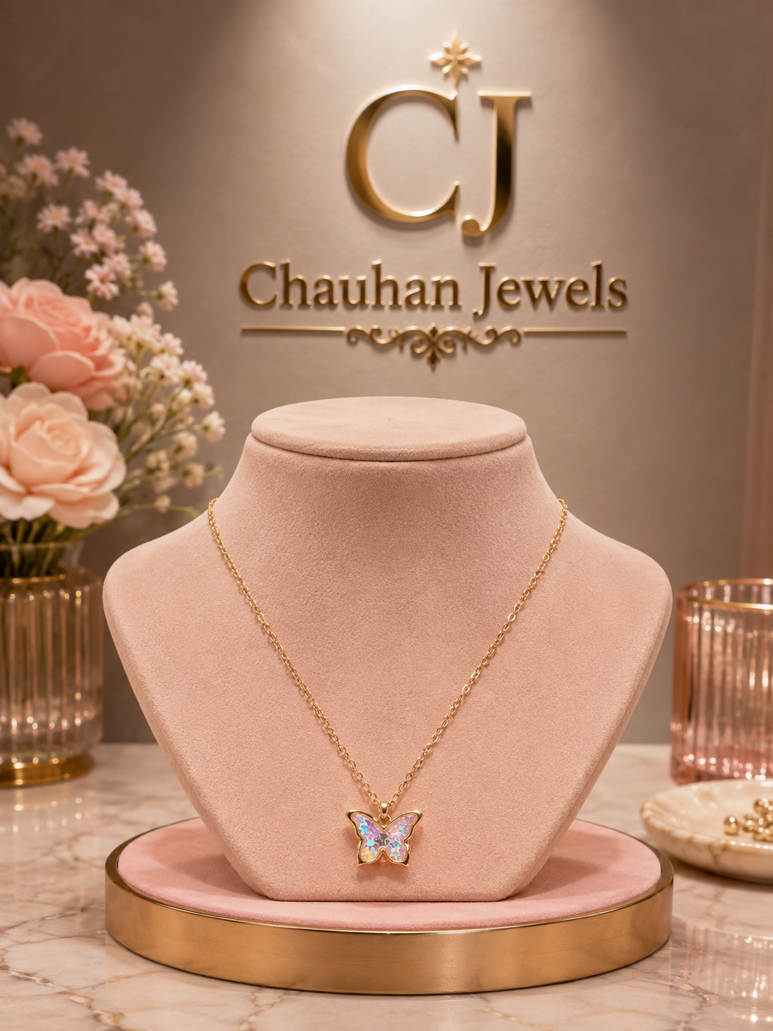 Luxury Butterfly Pendant Necklace – Gold-Plated