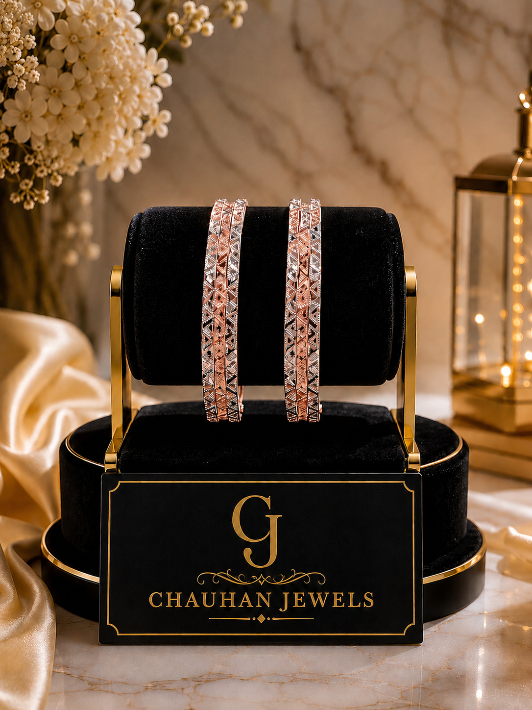 Premium Sparkling Two-Tone Bangles