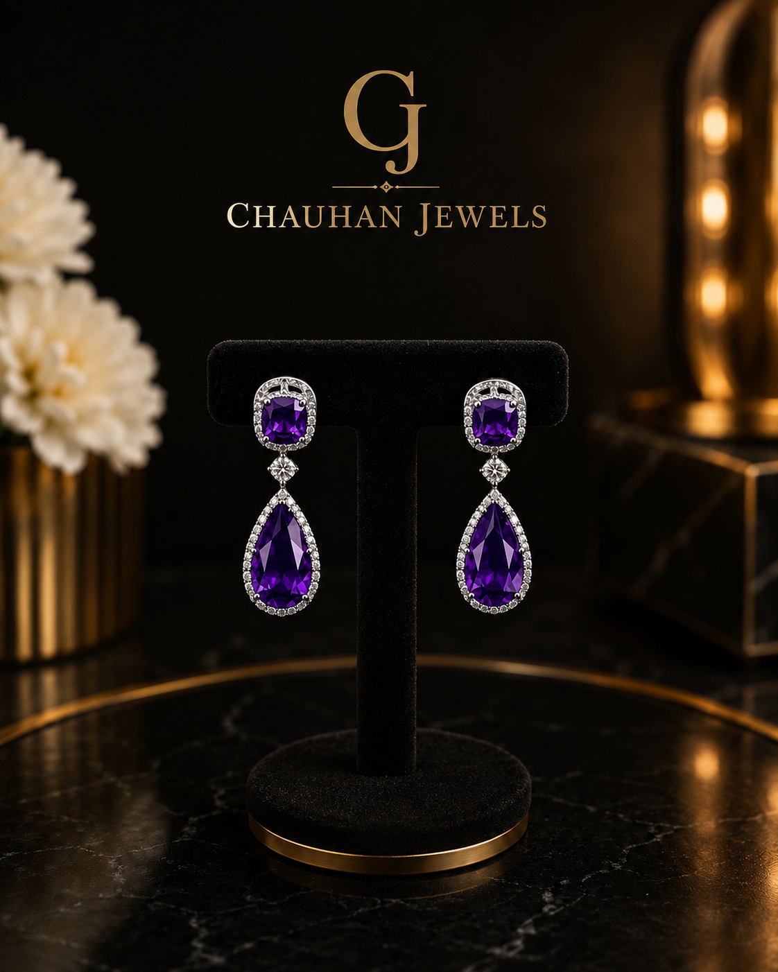 Premium Amethyst-Inspired Drop Earrings