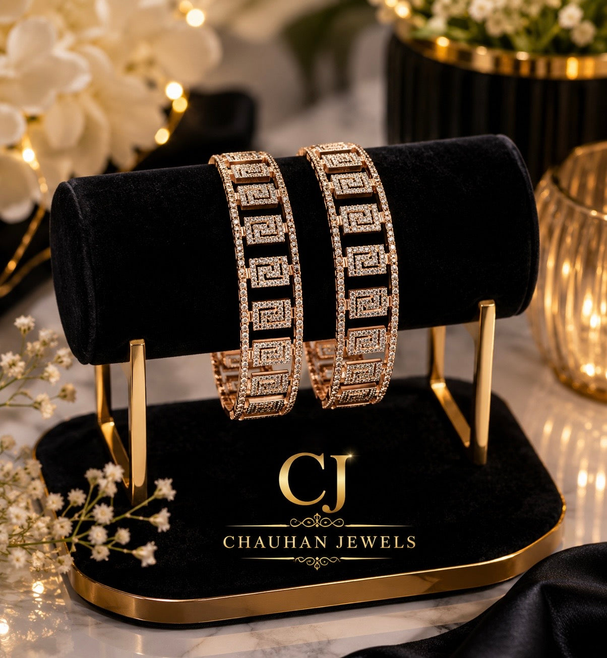 Exclusive Rose Gold Greek Key Bangles