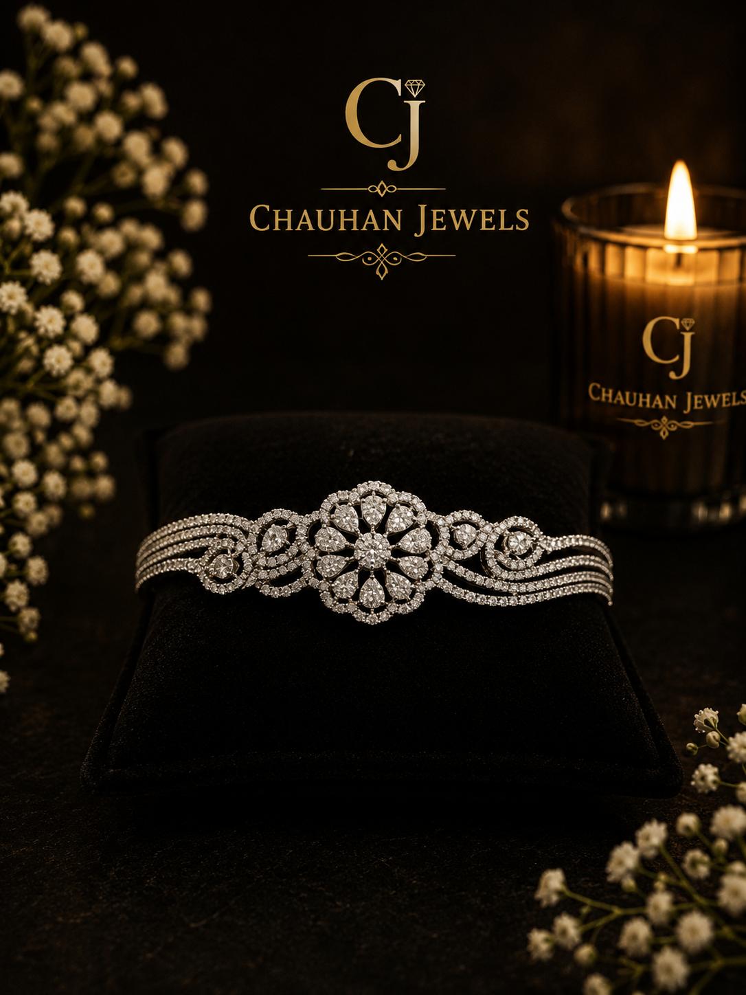 Premium Silver Floral Designer Bracelet