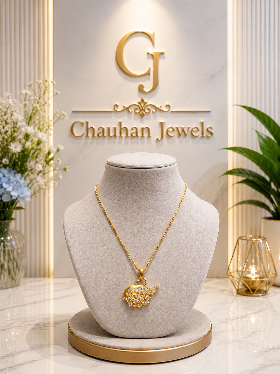 Elegant Swan Design Gold Necklace