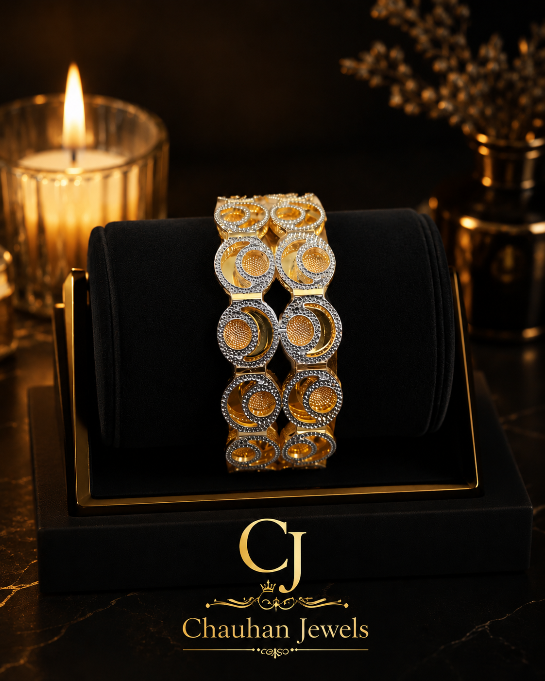 Premium Gold Plated Crystal Bangles