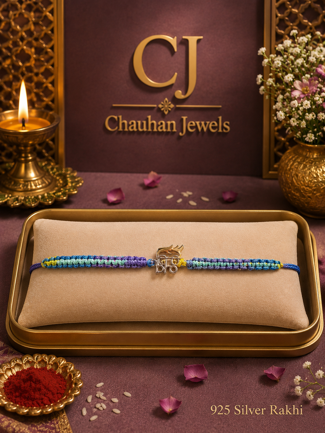 Royal Designer 925 Silver Rakhi – Premium Handcrafted Multicolor Rakhi for a Special Brother