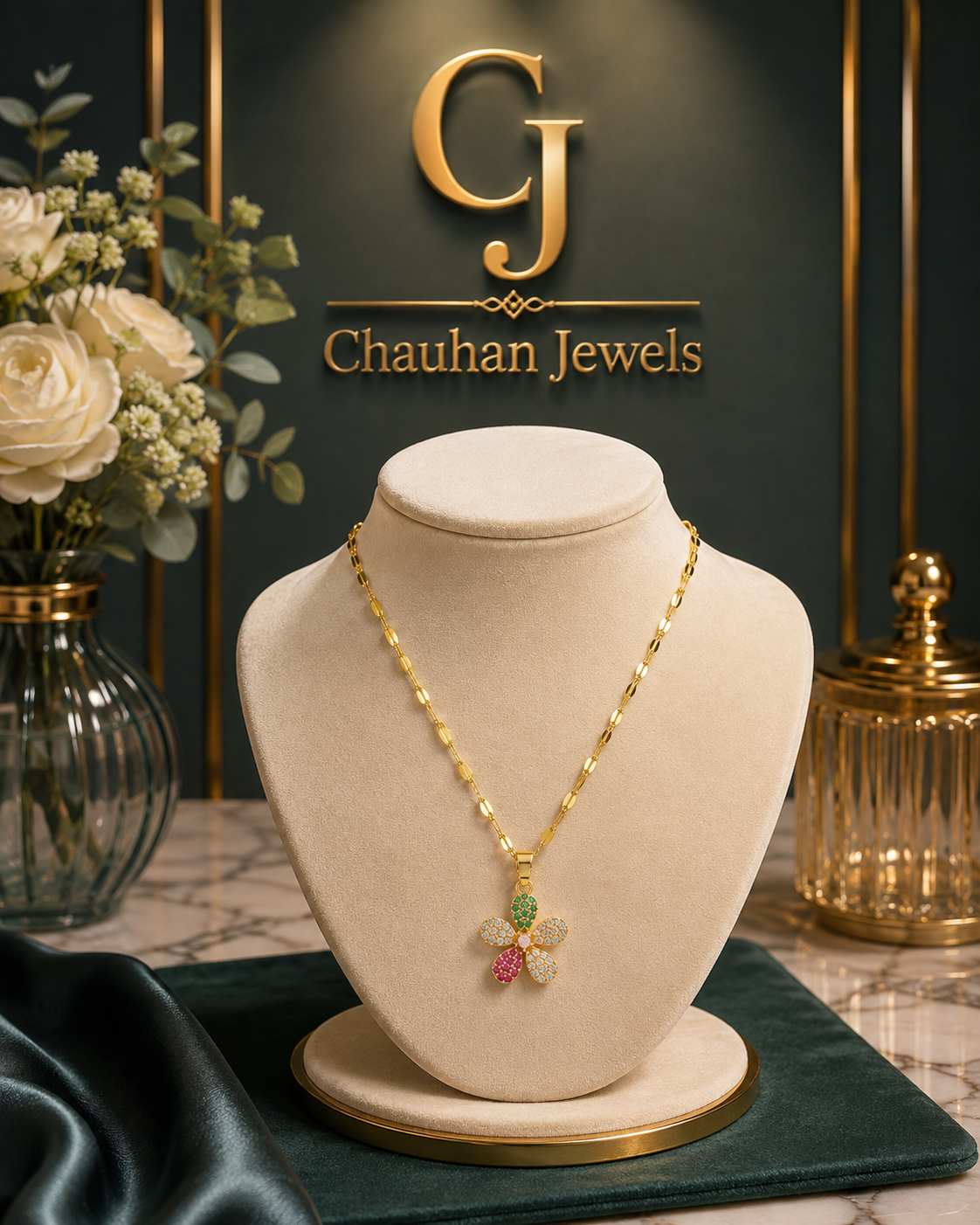 Luxury Multicolor Floral Pendant Necklace
