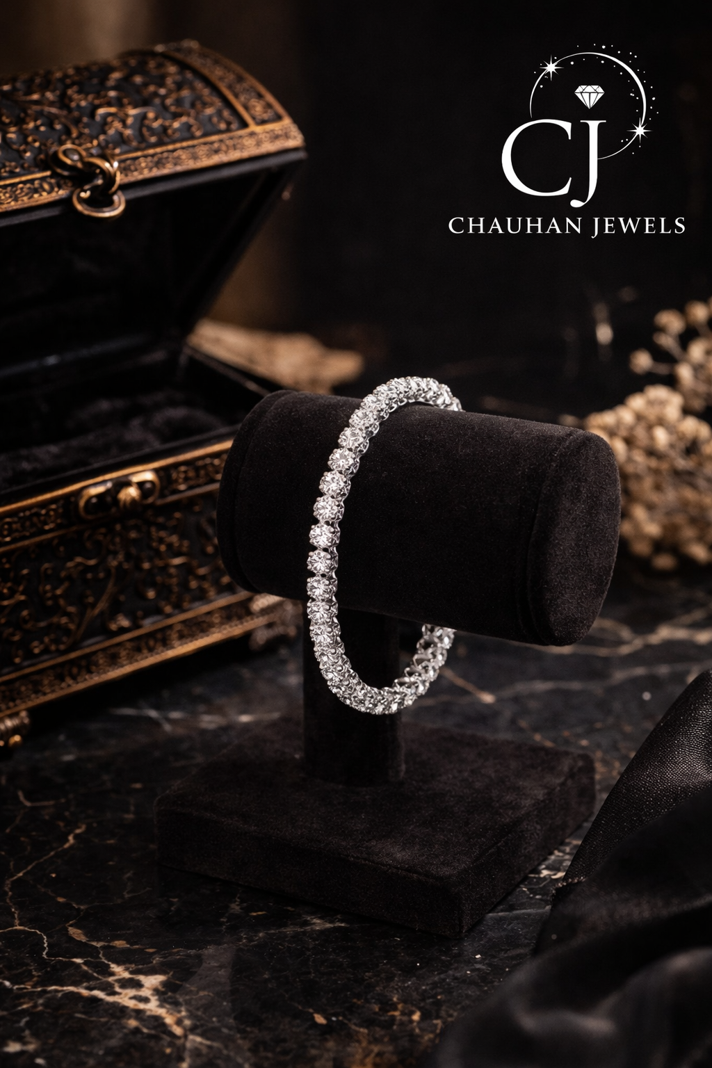 Sparkling Cubic Zirconia Gold Plated Kada