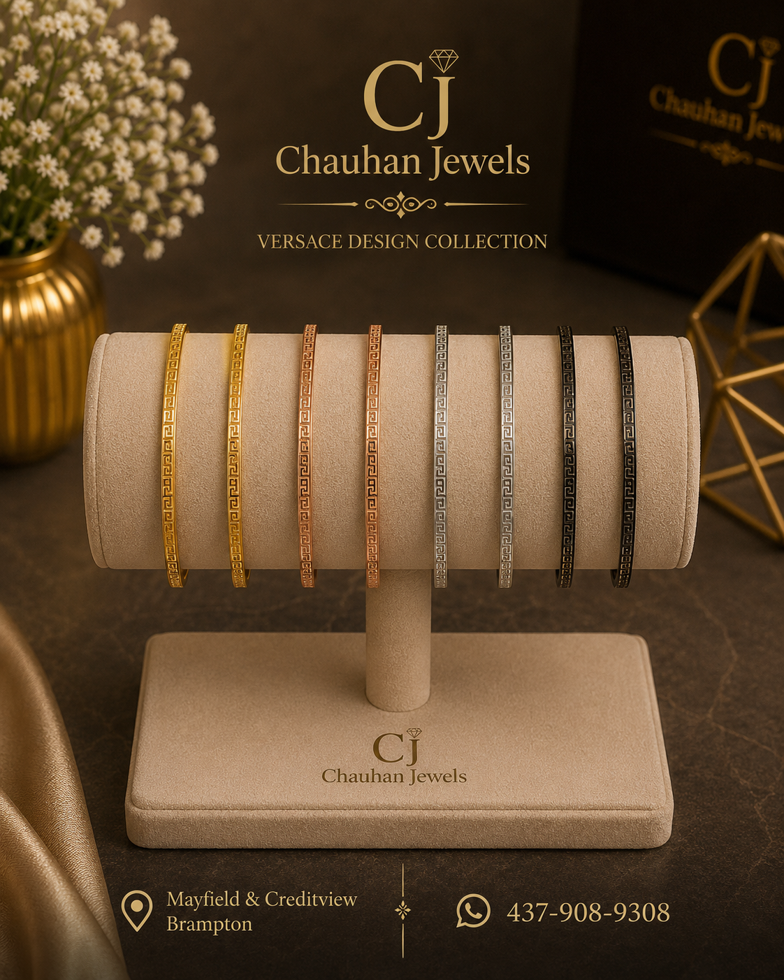 Versace-Inspired Greek Key Kada Bangle – 18K Gold Plated Luxury