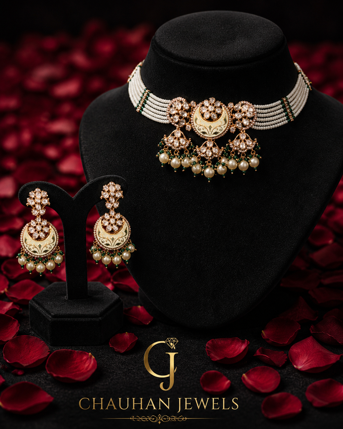 Traditional Gold Plated Cubic Zirconia Choker Necklace Set