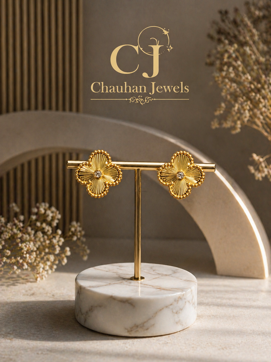 Radiant Clover Stud Earrings
