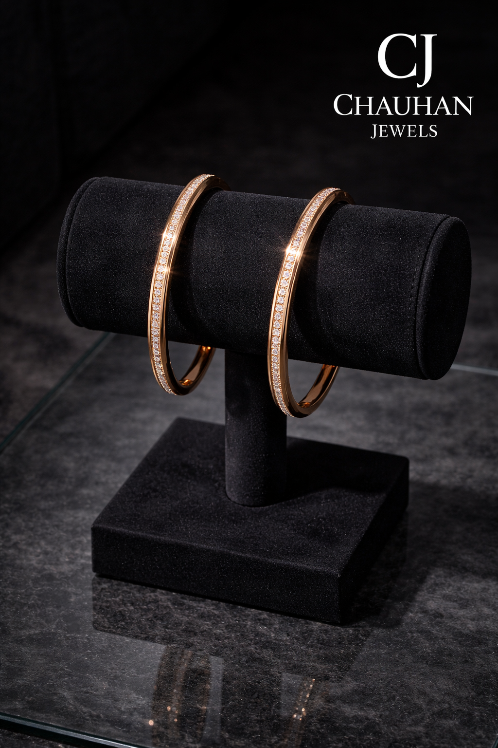 Elegant Gold Plated Cubic Zirconia Classic Kada Bangles