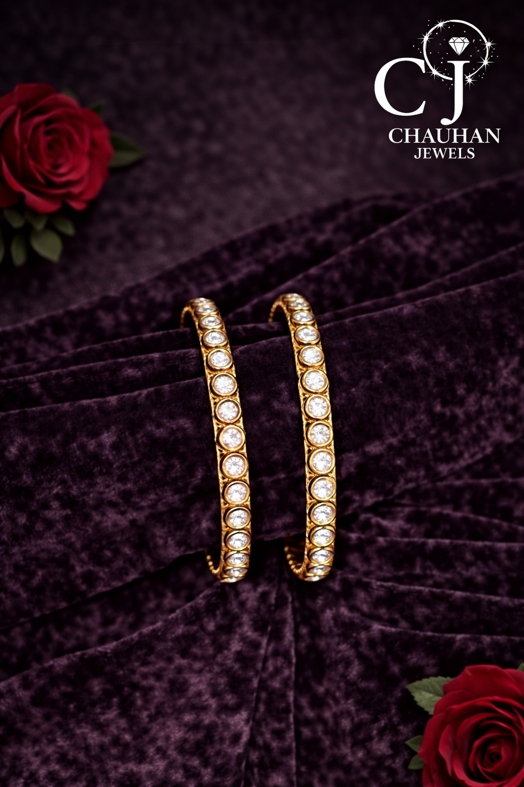 Elegant Gold-Plated Cubic Zirconia Classic Bangles