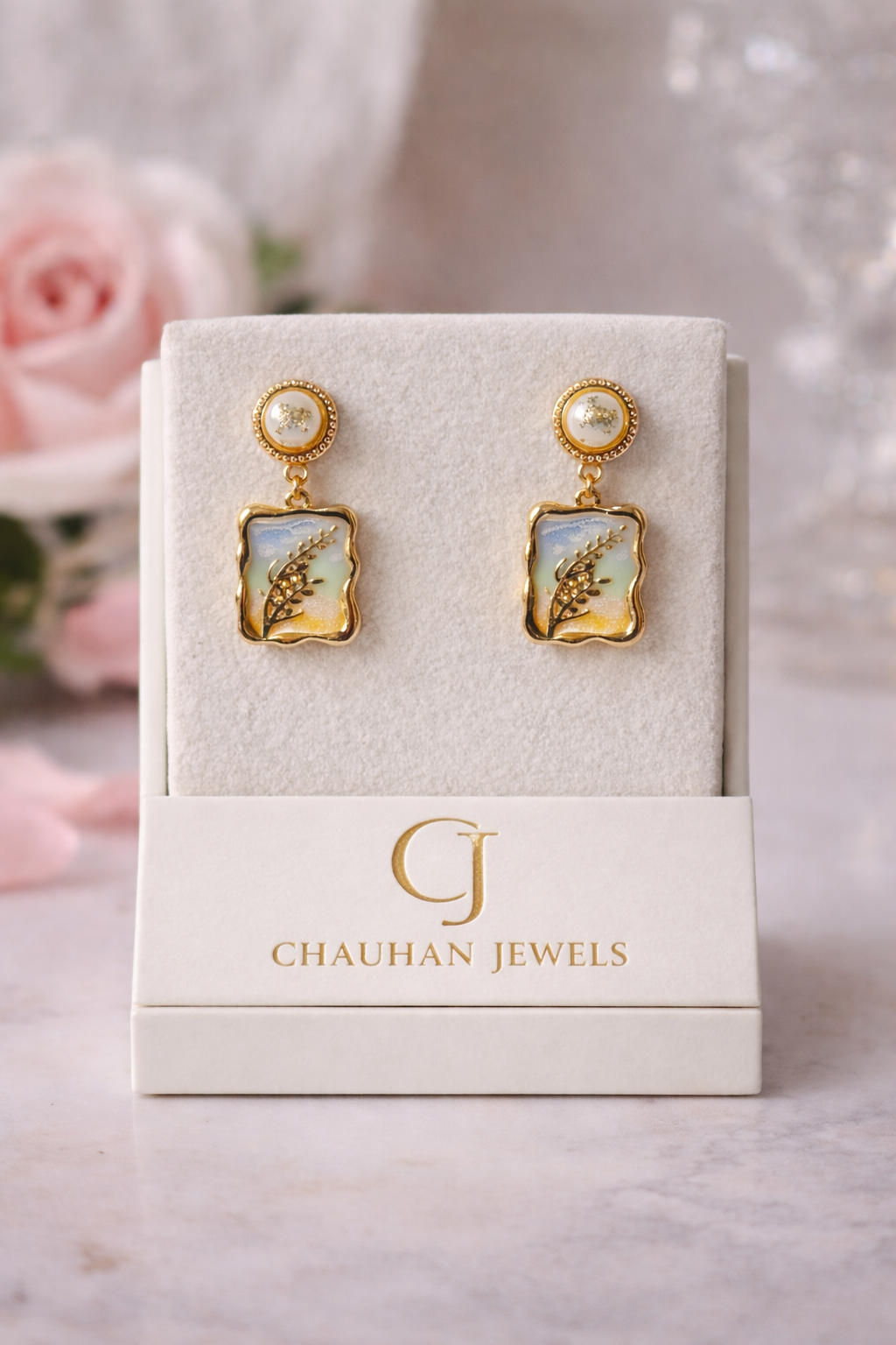 ✨ Vintage Elegance Gold Plated Rectangular Drop Earrings ✨