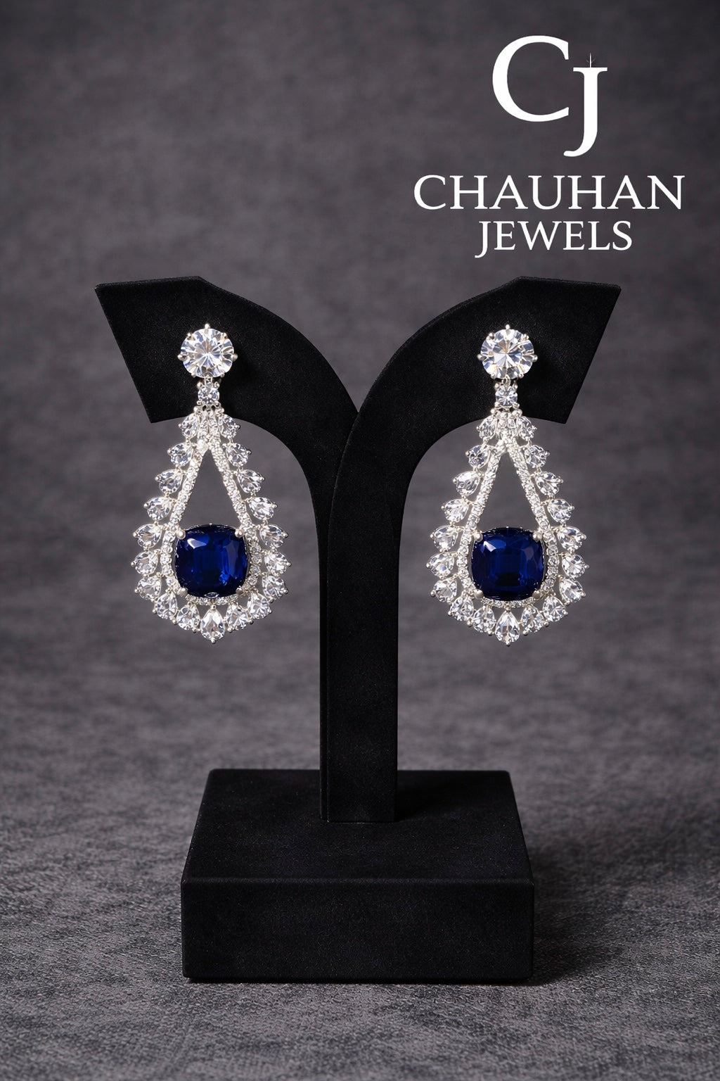 Royal Sapphire Blue Teardrop Drop Earrings