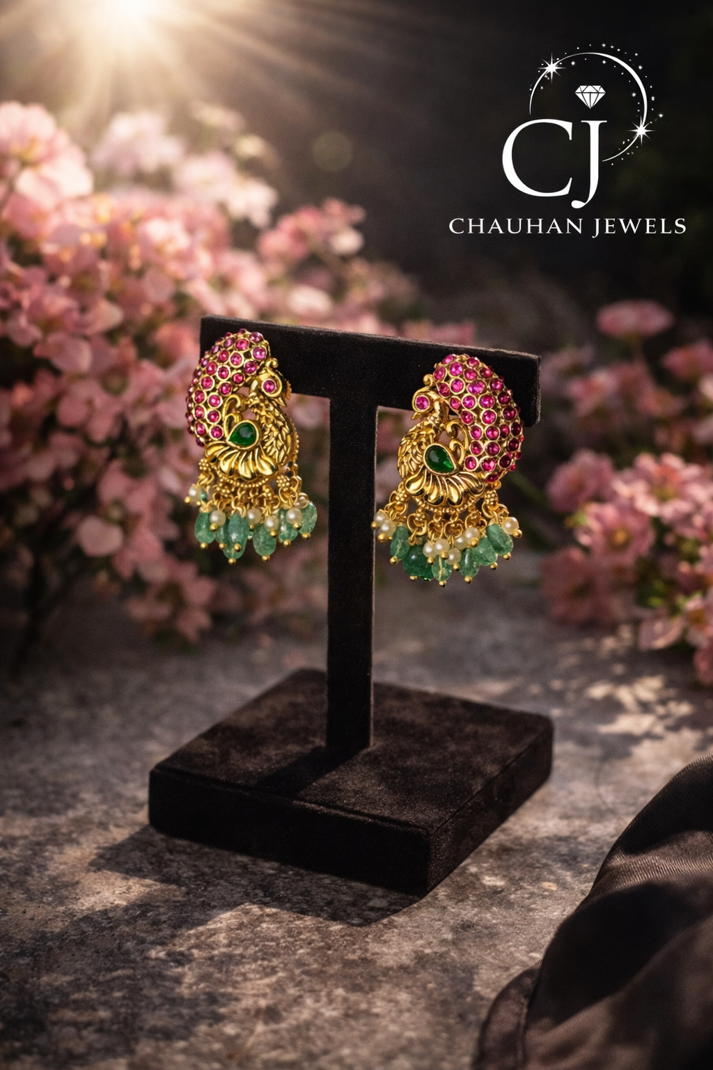 Elegant Peacock Gold-Plated Drop Earrings