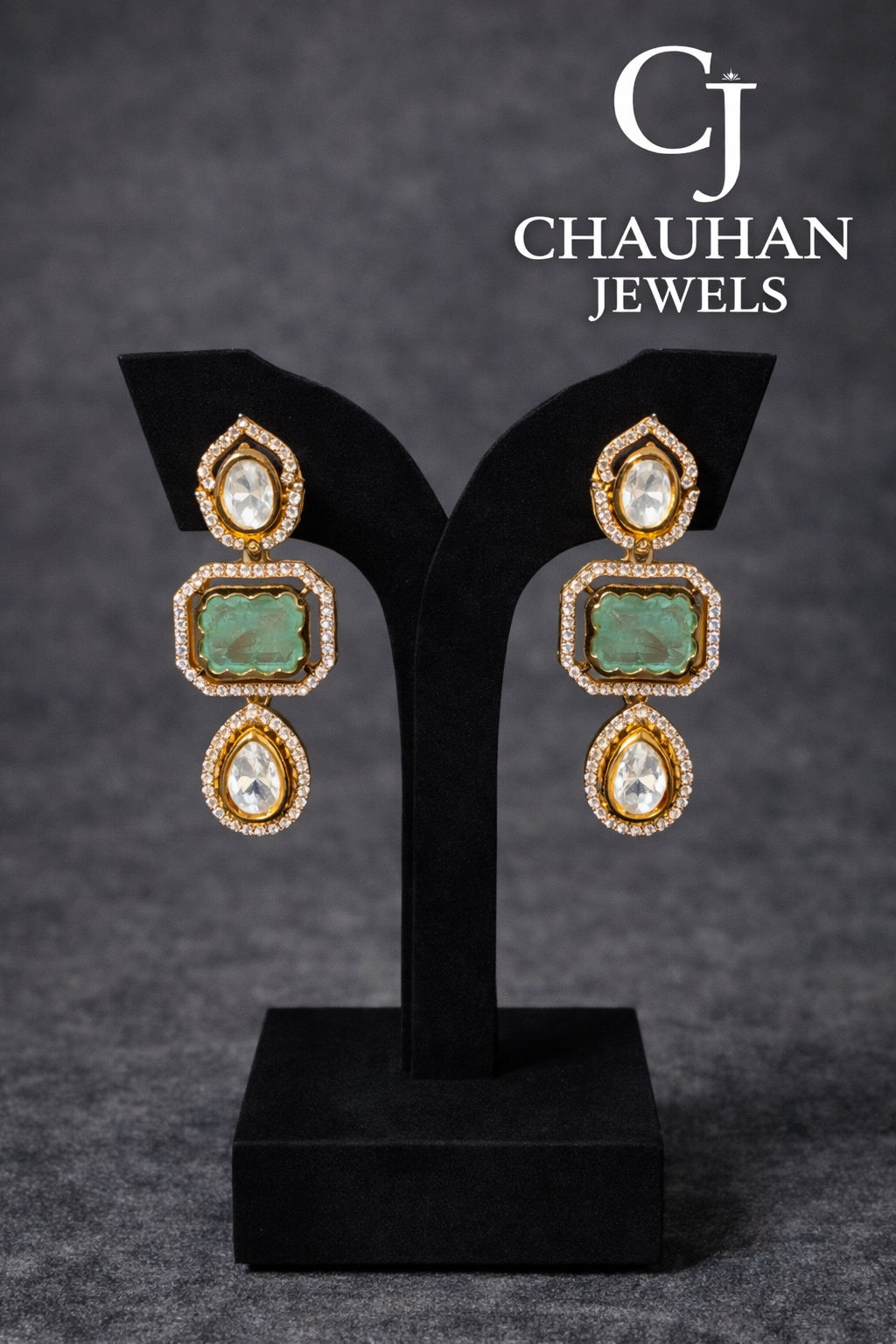 Royal Elegance Cubic Zirconia & Emerald Green Drop Earrings
