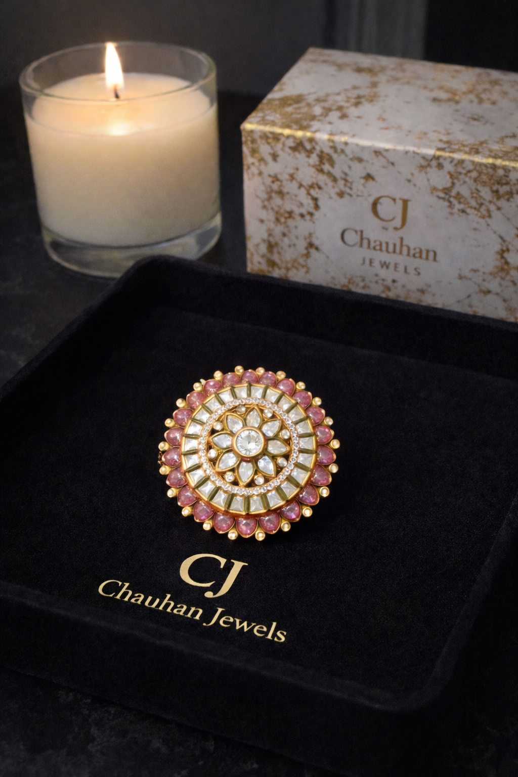 The Royal Blossom Gold Plated Mandala Cocktail Ring