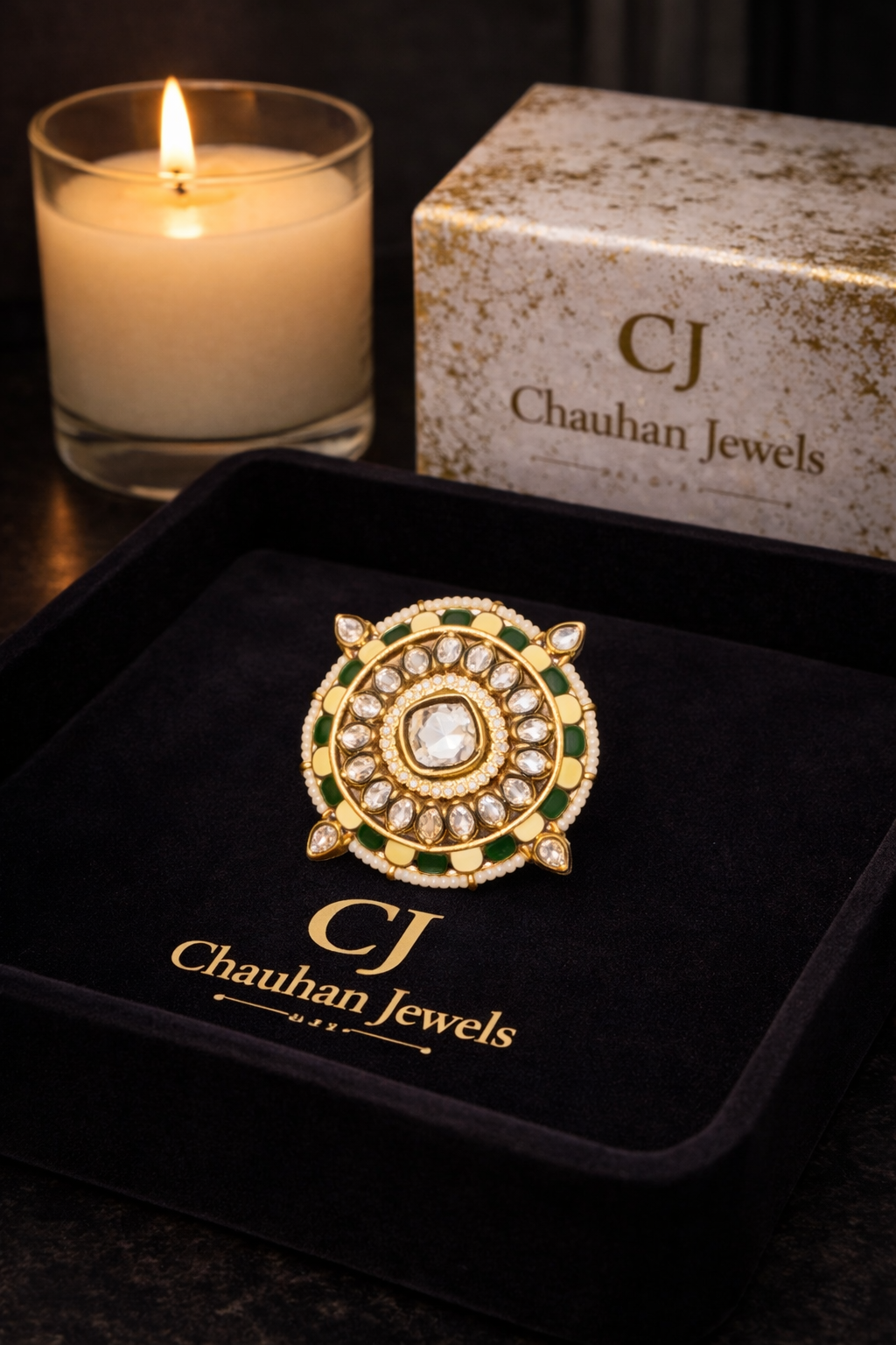 Royal Heritage Kundan-Style Statement Ring
