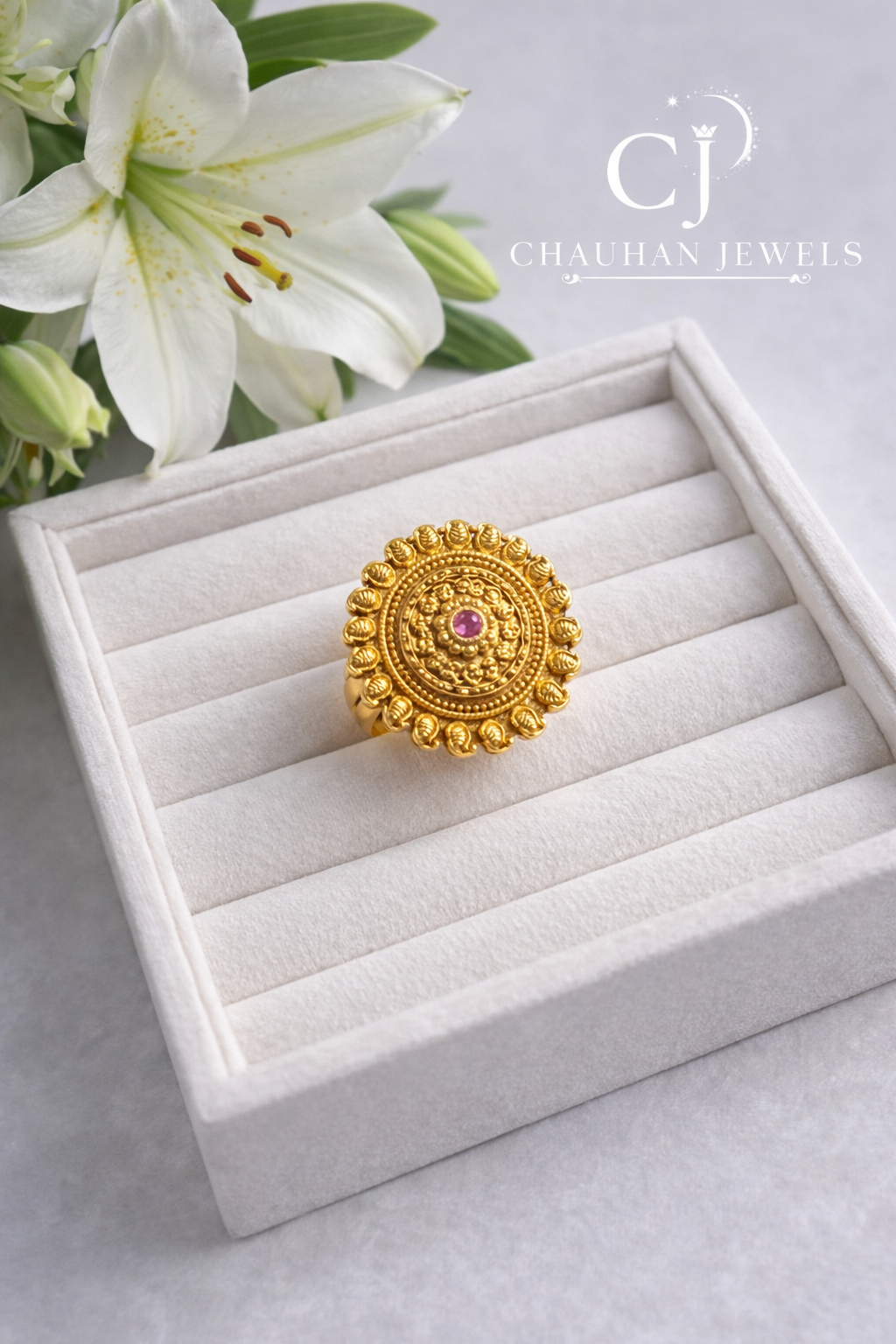 Regal Radiance Gold Plated Statement Ring