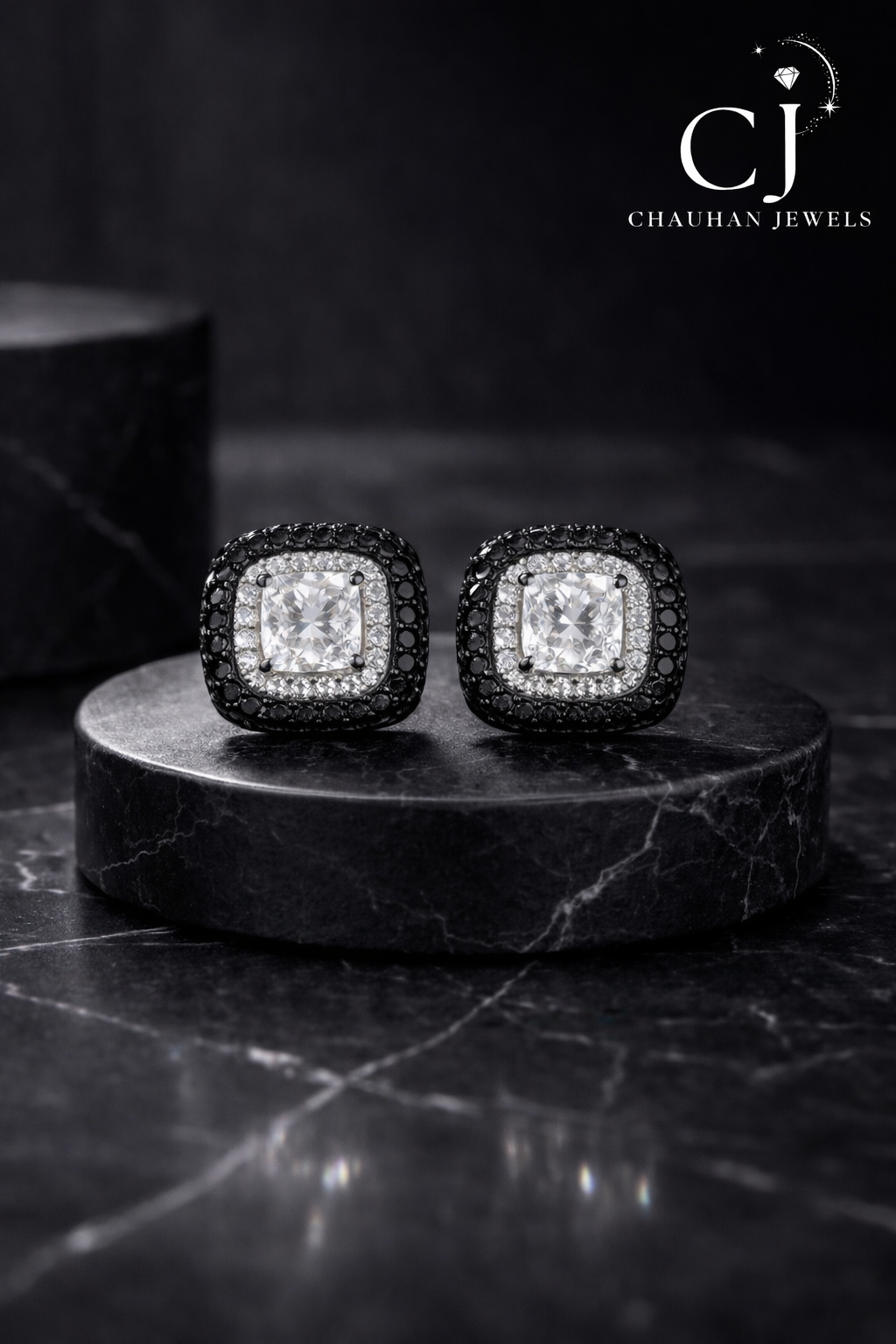 Elegant Cushion-Cut Cubic Zirconia Halo Stud Earrings