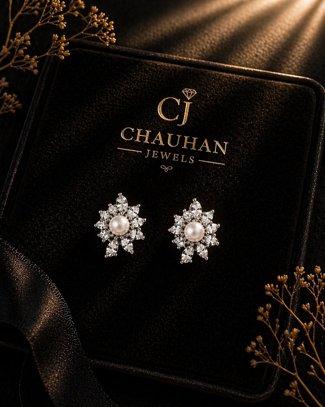 Elegant Pearl & Marquise Cluster Stud Earrings